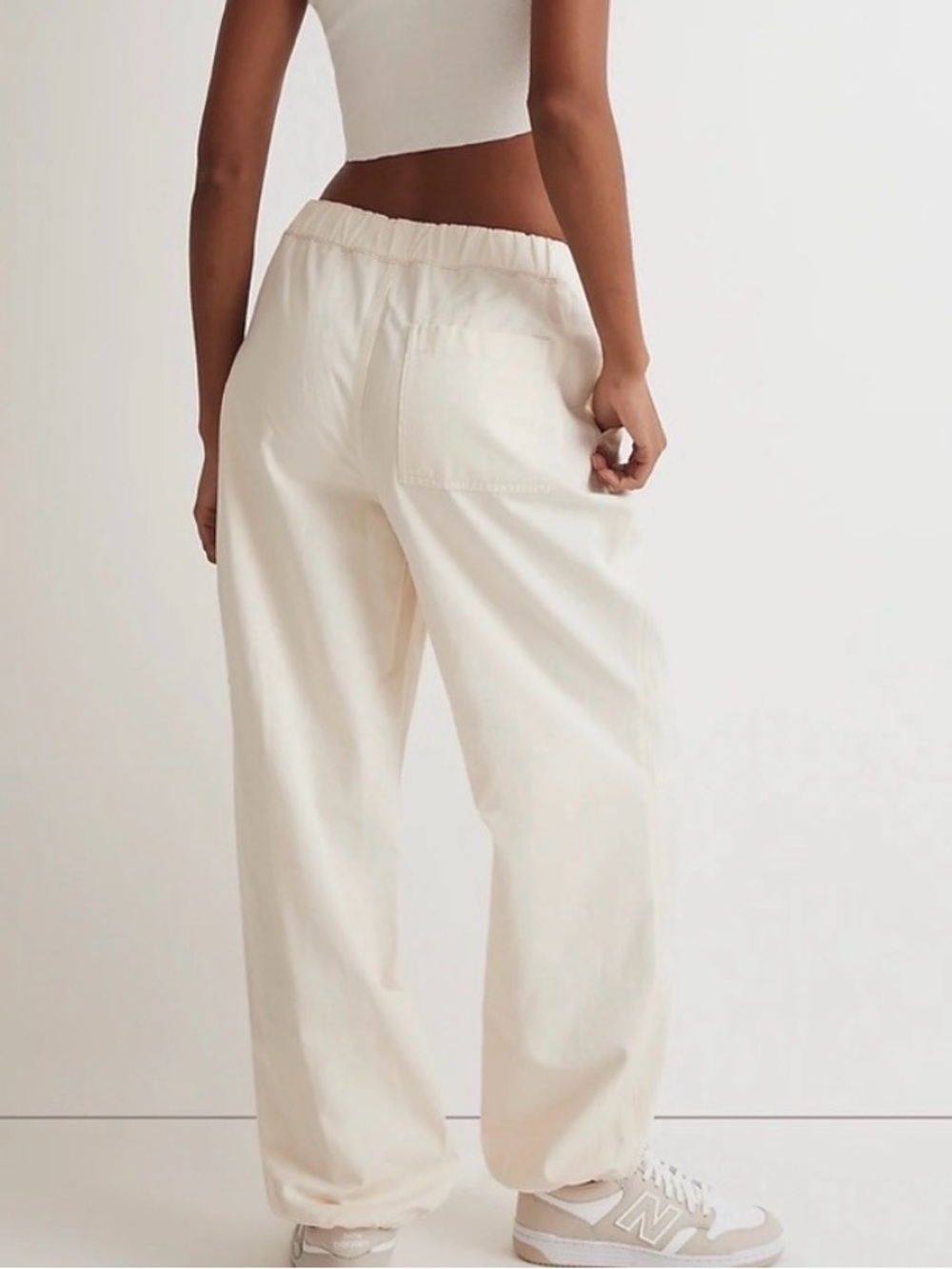 Madewell Cargo Joggers Size Medium Cream Cotton High Rise Pull-On MSRP 118.00 - Picture 2 of 14